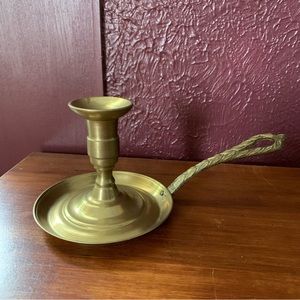 Vintage brass candle holder with handle